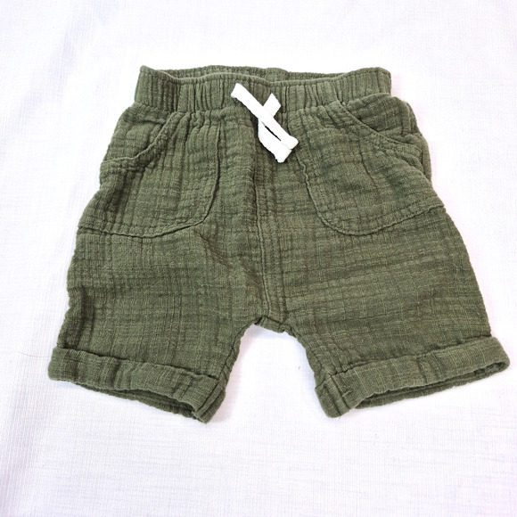 Wonder Nation 18M Boys Safari Short Set Green Linen Shorts Animal Print Top - Picture 3 of 10